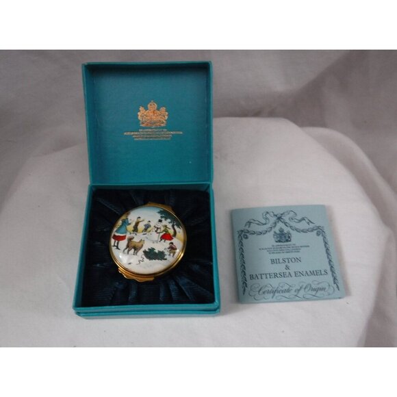Enamel Box,‎ Halcyon Days, Christmas 1979, Snuff Box, Pill Box, Jewelry box, - Picture 3 of 6